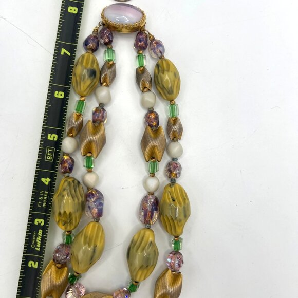 Vtg 16" Necklace Chunky 2 Strand Beaded mix media Giving Multiple Shapes Colors - Picture 11 of 14